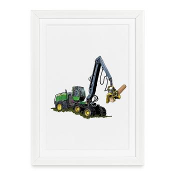 Moissonneuse-batteuse, Moissonneuse-batteuse - Affiche encadrée (27 × 37 cm) - blanc - Devant