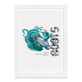 Dauphin Surf Roots - Affiche encadrée (27 × 37 cm) - blanc - Devant
