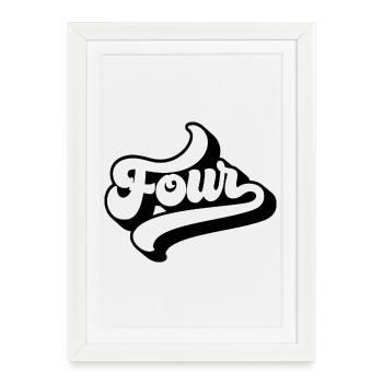 Quatre 4e anniversaire Enfants Garçons Filles 4 ans - Affiche encadrée (27 × 37 cm) - blanc - Devant
