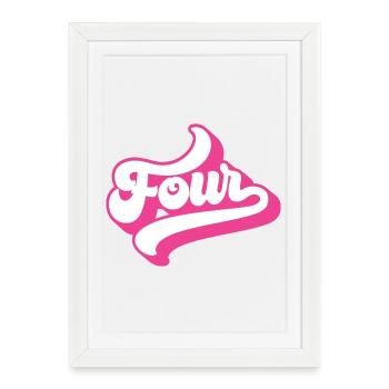 Quatre 4ème anniversaire pour les filles de 4 ans - Affiche encadrée (27 × 37 cm) - blanc - Devant
