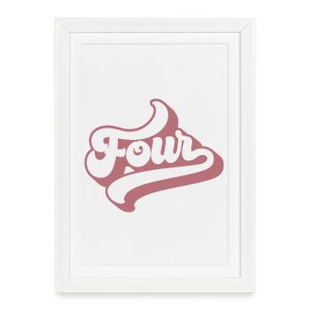Quatre 4ème anniversaire pour les filles de 4 ans - Affiche encadrée (27 × 37 cm) - blanc - Devant
