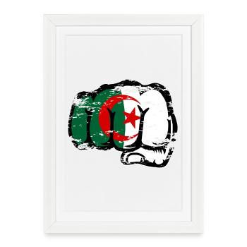 Drapeau de l’Algérie Main Poing Utilisé - Affiche encadrée (27 × 37 cm) - blanc - Devant