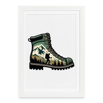 Hiking boots Mountain Trekkeur Randonneur - Framed poster (27 × 37 cm) - white - Front