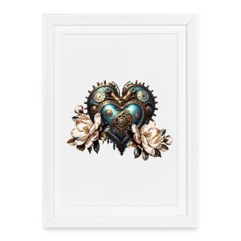 Wonderful steampunk heart - Framed poster (27 × 37 cm) - white - Front