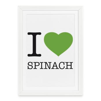 J’AIME LES ÉPINARDS Spinat - Affiche encadrée (27 × 37 cm) - blanc - Devant