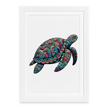 Tortue - Affiche encadrée (27 × 37 cm) - blanc - Devant