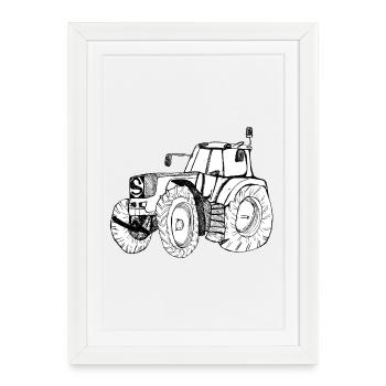 Traktor - Gerahmtes Poster (27 × 37 cm) - Weiß - Vorne