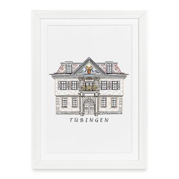 Tübingen, Drawing University House, Germany - Framed poster (27 × 37 cm) - white - Front