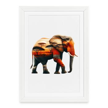 Éléphant - Affiche encadrée (27 × 37 cm) - blanc - Devant