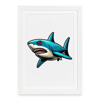 Requin - Affiche encadrée (27 × 37 cm) - blanc - Devant