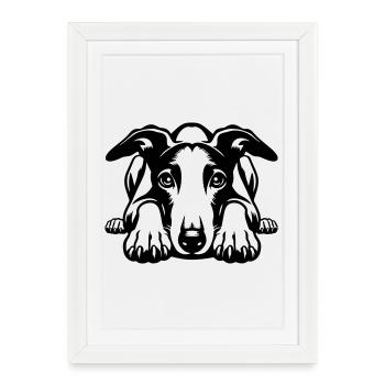 Tête de whippet avec pattes - Affiche encadrée (27 × 37 cm) - blanc - Devant