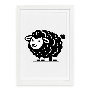 Mouton noir - Affiche encadrée (27 × 37 cm) - blanc - Devant