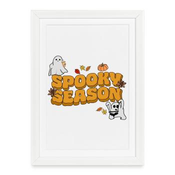 Saison effrayante d’Halloween - Affiche encadrée (27 × 37 cm) - blanc - Devant