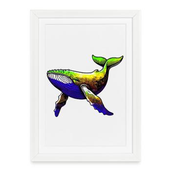 Whale - Framed poster (27 × 37 cm) - white - Front
