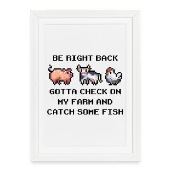 Pixel Farm – Animaux de la ferme rétro - Affiche encadrée (27 × 37 cm) - blanc - Devant