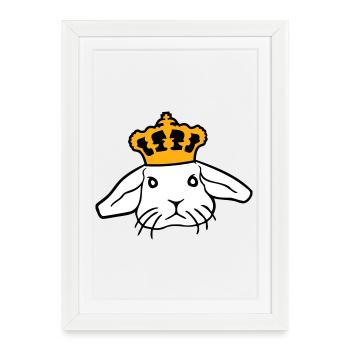 Royal Bunny Crown King Queen Prince Princess - Framed poster (27 × 37 cm) - white - Front