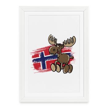 Norway - Moose - Framed poster (27 × 37 cm) - white - Front