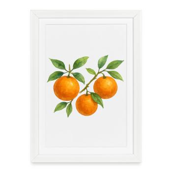 Fruity orange branch - Framed poster (27 × 37 cm) - white - Front