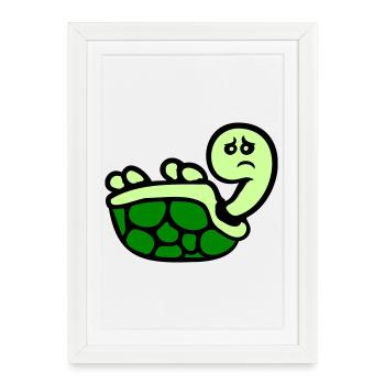 Turtle tipped over on its back lying sad - Framed poster (27 × 37 cm) - white - Front