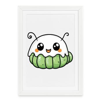 Worm Halloween Ghost - Framed poster (27 × 37 cm) - white - Front