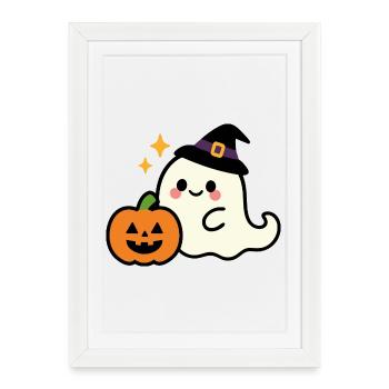Cute But Spooky – Halloween Kawaii Ghost - Framed poster (27 × 37 cm) - white - Front