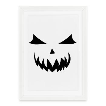 Funny Pumpkin Face Halloween Shirt Outfit Top - Framed poster (27 × 37 cm) - white - Front