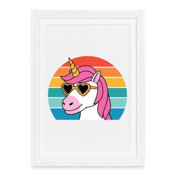 Mythical Creature Fairy Tale Horse Fantasy Colorful Unicorn - Framed poster (27 × 37 cm) - white - Front