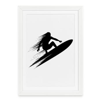 Surfing Art Surfer Illustration - Framed poster (27 × 37 cm) - white - Front