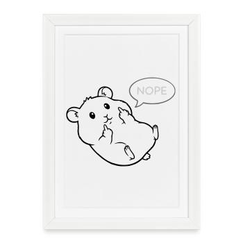 hamster paresseux hamster amant hamster propriétaire de hamster - Affiche encadrée (27 × 37 cm) - blanc - Devant