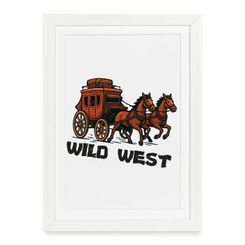 Carrosse western sauvage - Affiche encadrée (27 × 37 cm) - blanc - Devant