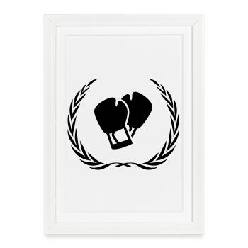 Couronne de gants de boxe - Affiche encadrée (27 × 37 cm) - blanc - Devant