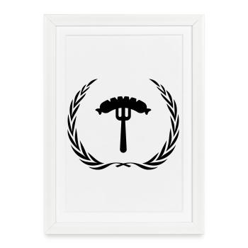 Sausage, fork, sausage - Framed poster (27 × 37 cm) - white - Front