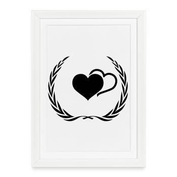 Hearts Symbol Wreath - Framed poster (27 × 37 cm) - white - Front