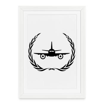 Airplane Symbol Wreath - Framed poster (27 × 37 cm) - white - Front
