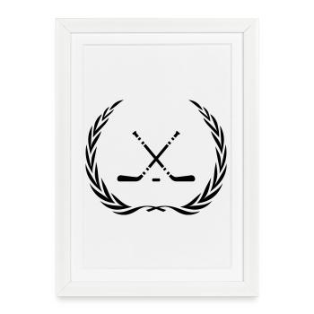 Couronne de bâton de hockey sur glace - Affiche encadrée (27 × 37 cm) - blanc - Devant