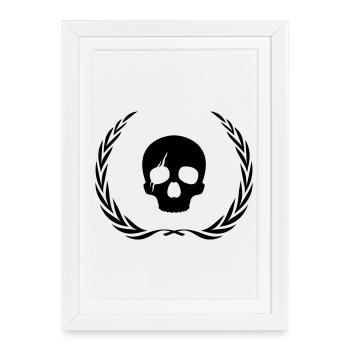 Skeleton Skull Wreath - Framed poster (27 × 37 cm) - white - Front