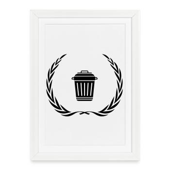 Garbage Can Symbol Wreath - Framed poster (27 × 37 cm) - white - Front