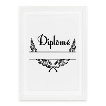 Diplôme in Laurel Wreath with Namespace - Framed poster (27 × 37 cm) - white - Front