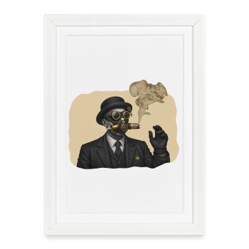 SHERIF SMOKING - steam punk'n'roll - Affiche encadrée (27 × 37 cm) - blanc - Devant