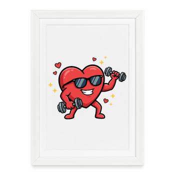 Fun workout in the gym: heart lift to V - Framed poster (27 × 37 cm) - white - Front