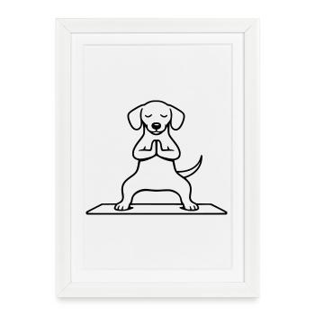 Méditation de la posture du chien et de l’équitation - Affiche encadrée (27 × 37 cm) - blanc - Devant