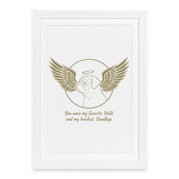Pug Dog Nuage Ailes d’Ange Adieu Deuil - Affiche encadrée (27 × 37 cm) - blanc - Devant