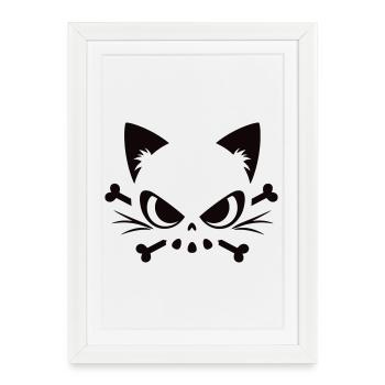 Cats Skull | Minimal Skull & Bones motif - Framed poster (27 × 37 cm) - white - Front