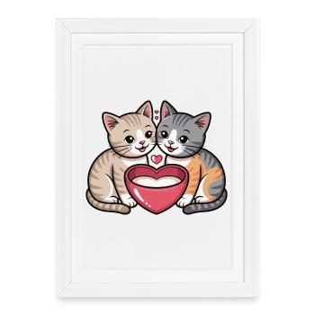Unité de cœur de chat - Affiche encadrée (27 × 37 cm) - blanc - Devant