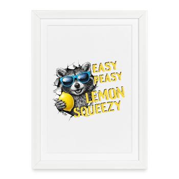 Facile à presser comme un citron facile – Raton laveur d’été - Affiche encadrée (27 × 37 cm) - blanc - Devant