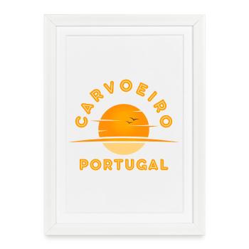 Emblème du lever du soleil du Portugal de Carvoeiro Portugal - Affiche encadrée (27 × 37 cm) - blanc - Devant