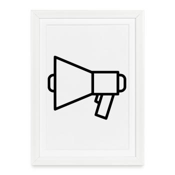 Protestation du porte-voix - Affiche encadrée (27 × 37 cm) - blanc - Devant
