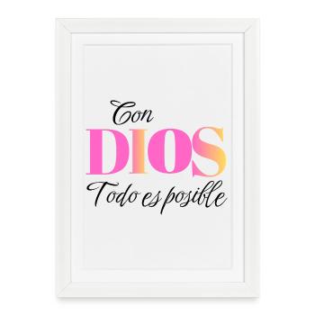 Avec Dieu, tout est possible - Matthieu 19:26 Christian A - Affiche encadrée (27 × 37 cm) - blanc - Devant