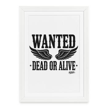 Recherché mort ou vivant avec des ailes - Affiche encadrée (27 × 37 cm) - blanc - Devant