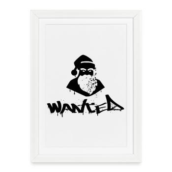 Wanted Père Noël – Noël Urbain et Rebelle - Affiche encadrée (27 × 37 cm) - blanc - Devant